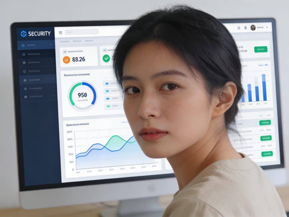 Ecran d ordinateur affichant tableau de bord securite