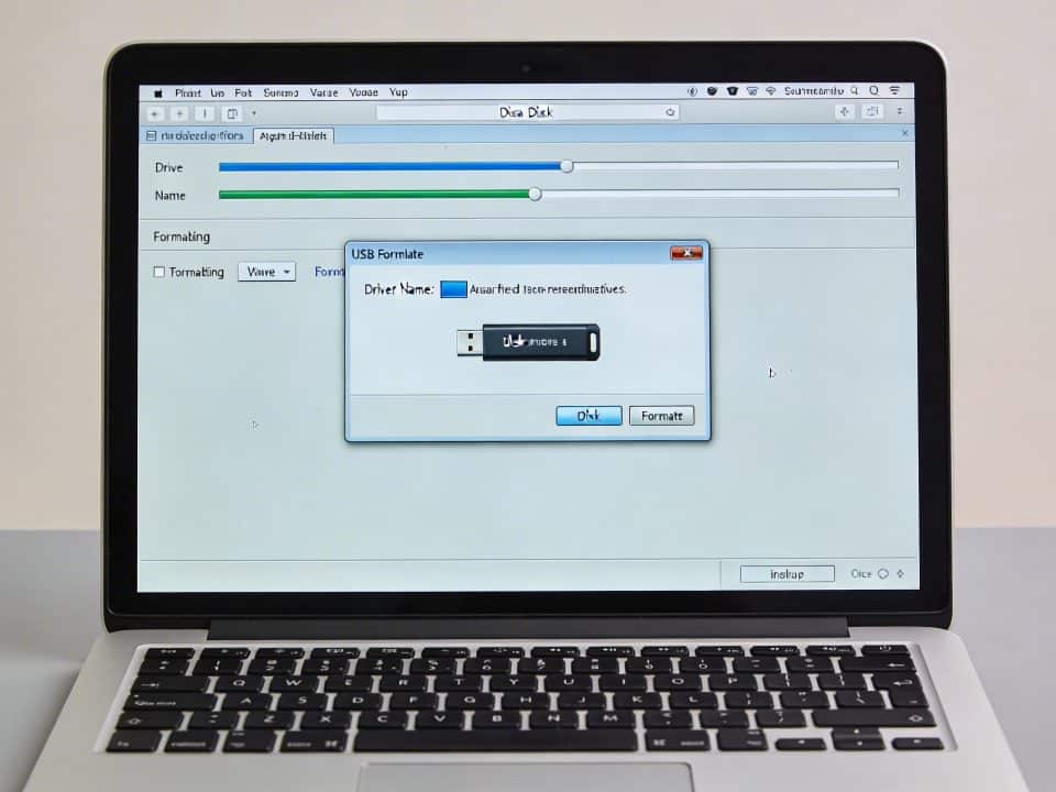 Ecran dordinateur affichant utilitaire formatage disque USB
