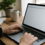 Cellules espacees alignees en grille dans tableur